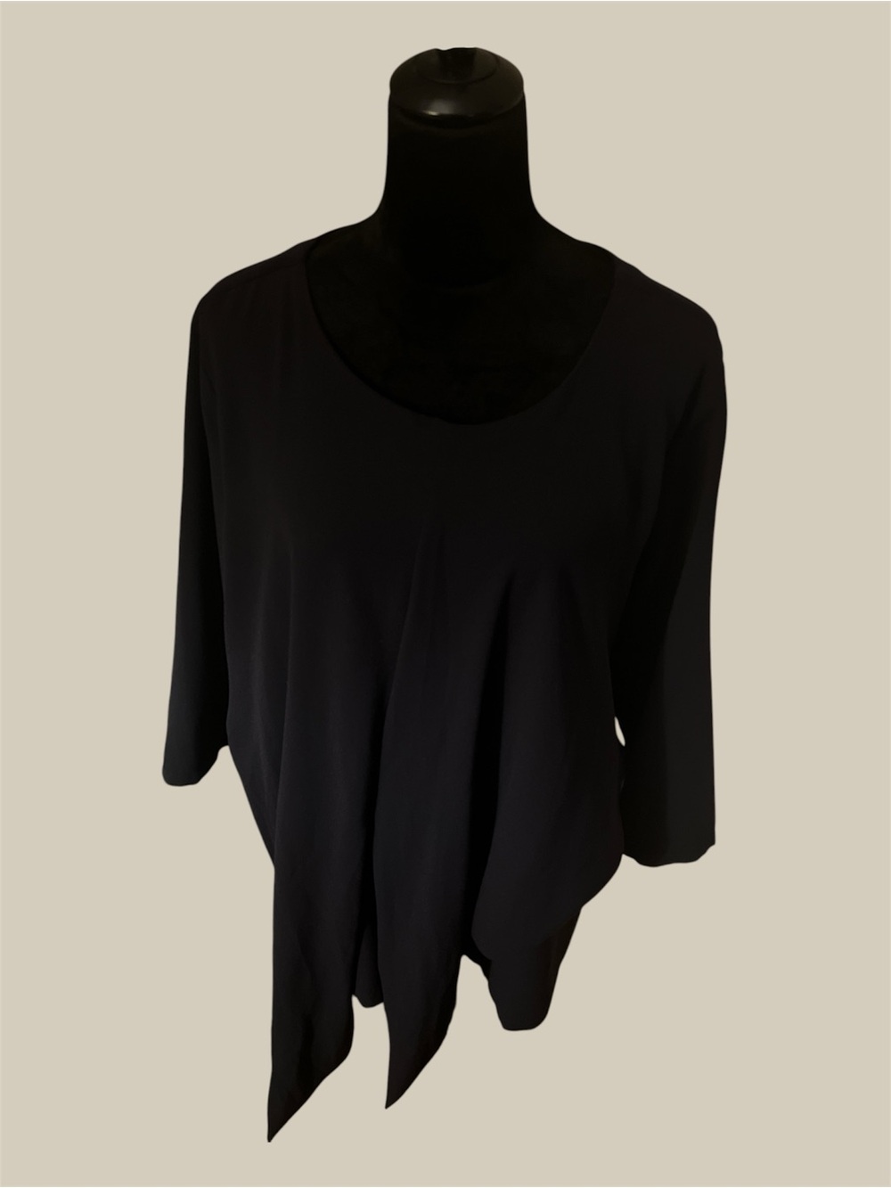 Ann Taylor Black Draped Asymmetrical Tunic Top